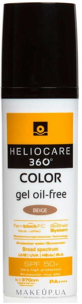 Сонцезахисний гель з тоном на водній основі - Heliocare 360 Gel Oil Free Color Spf 50 — фото Beige