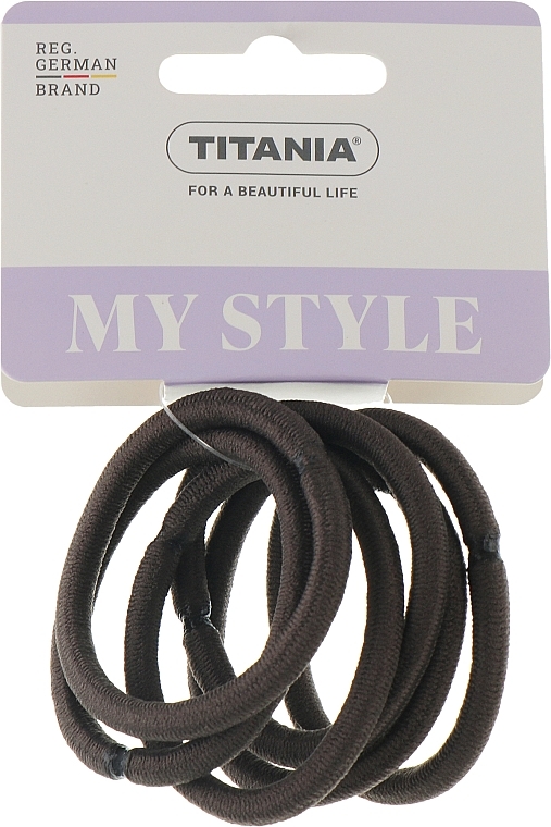 Резинки для волос, эластичный, 6 мм, 6шт, серый - Titania — фото N1