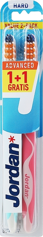 Зубна щітка, тверда, блакитна + рожева - Jordan Advanced Toothbrush — фото N1