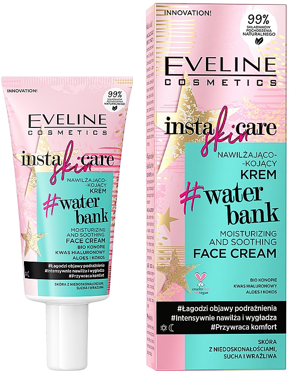 Зволожувальний крем для обличчя - Eveline Cosmetics Insta Skin Care #Water Bank
