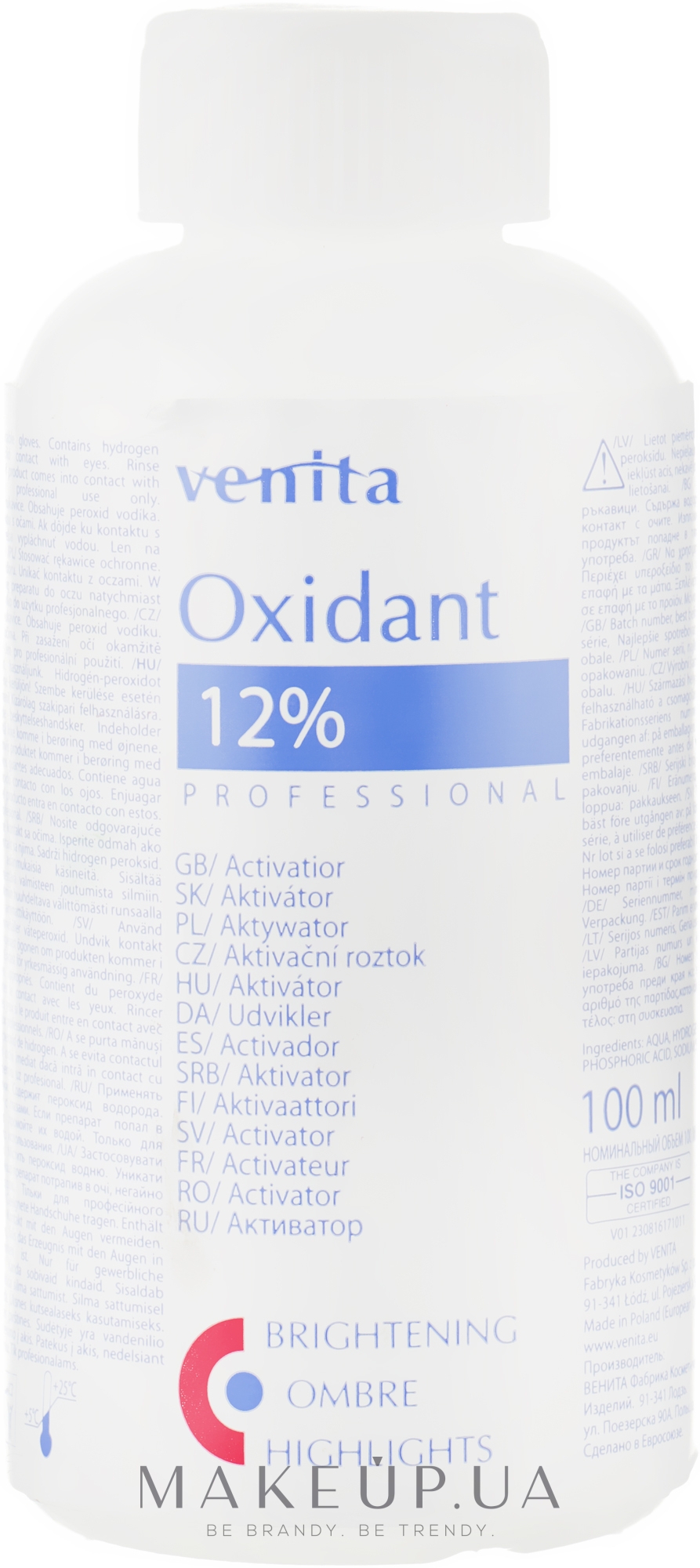 Активатор освітлювача для волосся - Venita Ultra Blond 12% Oxidant — фото 100ml
