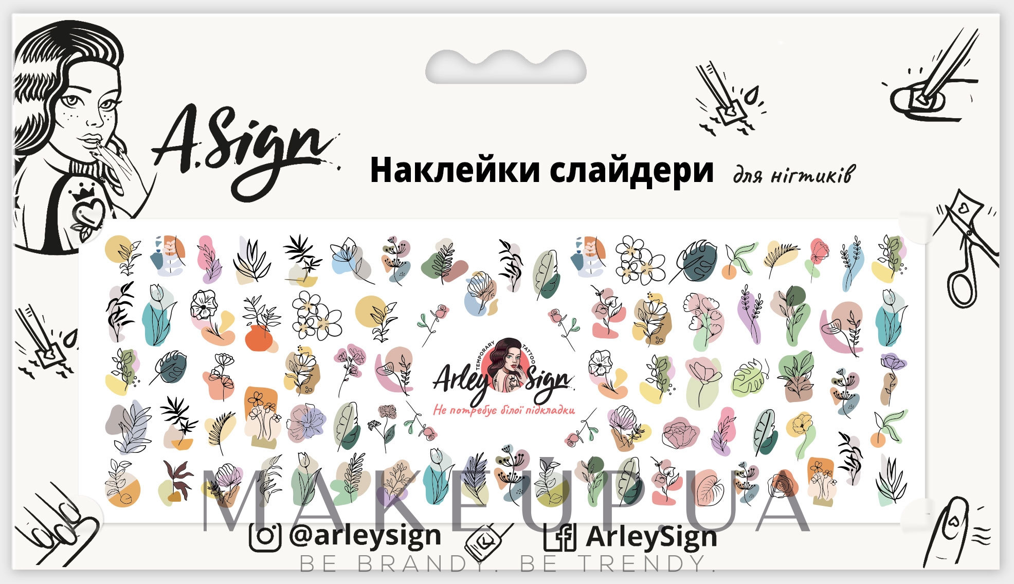 Наклейка-слайдер для нігтів "Фарба й квіти" - Arley Sign — фото 3g