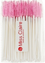 Одноразовые щеточки для ресниц и бровей, бело-розовые - Miss Claire — фото N1