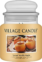 Духи, Парфюмерия, косметика Ароматическая свеча в банке, стеклянная крышечка - Village Candle Spiced Vanilla Apple