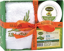 Духи, Парфюмерия, косметика Набор - Kalliston Box Kit Avocado + Aloe (towel/1pcs + b/cr/75ml + soap/100g)