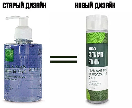 Гель-шампунь 2 в 1 для волосся і тіла Green care for Men - Яка — фото N2