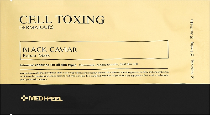 УЦЕНКА Восстанавливающая тканевая маска для лица с экстрактом черной икры - MEDIPEEL Cell Toxing Black Caviar Dermajours Repair Mask * — фото N3