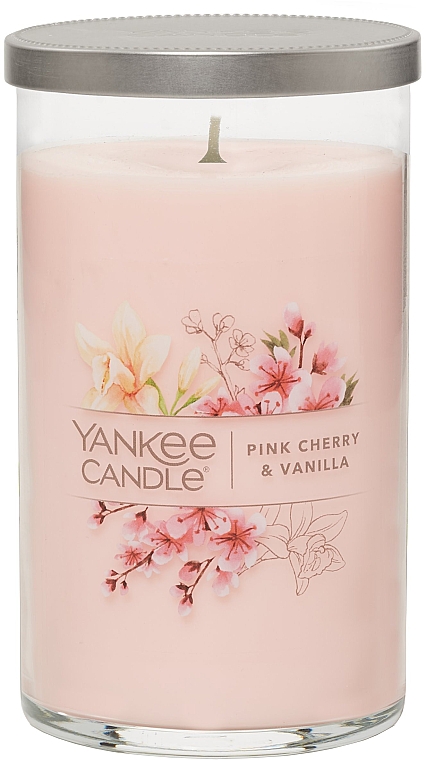 Ароматична свічка на підставці "Рожева вишня та ваніль", 2 ґноти - Yankee Candle Pink Cherry & Vanilla Tumbler — фото N1