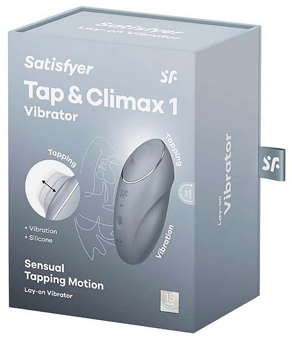 Кліторальний стимулятор, сіро-блакитний - Satisfyer Tap & Climax 1 Bluegrey — фото N1