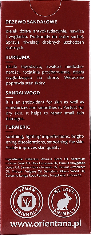 Олія для обличчя "Сандалове дерево і куркума" - Orientana Face Oil Sandalwood & Turmeric — фото N3