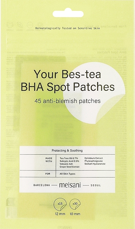 Патчи против высыпаний с чайным деревом и салициловой кислотой - Meisani Your Bes-tea BHA Spot Patches — фото N1