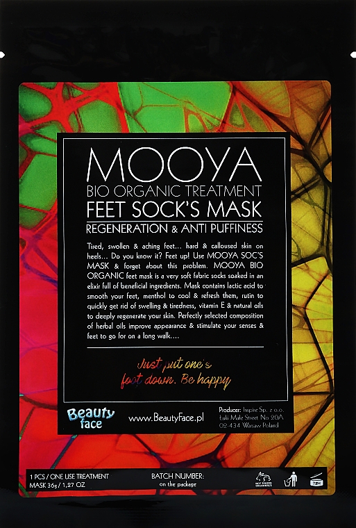 Маска + сыворотка "Уход за ступнями" - Beauty Face Mooya Bio Organic Treatment Mask + Serum — фото N1