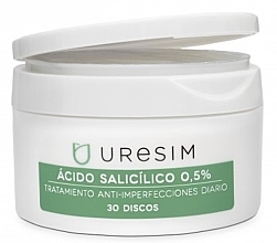 100% биоразлагаемые подушечки для жирной и склонной к акне кожи - Uresim Salicylic Acid 0.5% — фото N1