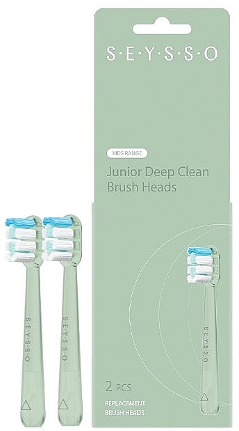 Насадки для електричної зубної щітки, 2 шт. - Seysso Junior Deep Clean Brush Heads Green — фото N1