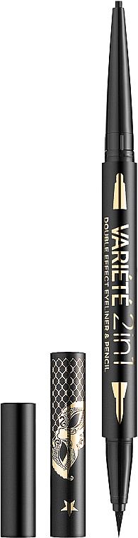 Подводка и карандаш для глаз 2 в 1 - Eveline Cosmetics Variete 2 In 1 Double Effect Eyeliner & Pencil — фото N1