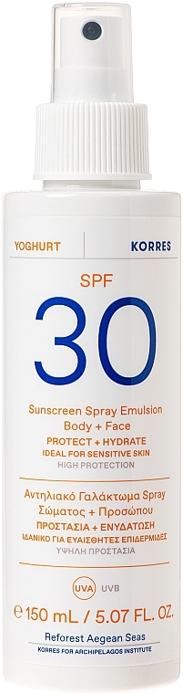 Сонцезахисна емульсія для обличчя й тіла - Korres Yoghurt Sunscreen Spray Emulsion Face & Body SPF30 — фото N1