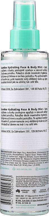 Увлажняющий спрей для постепенного загара - MineTan Face Body Cucumber Ultra Hydrating Gradual Tan Mist — фото N2