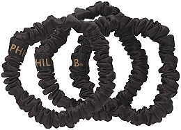 Резинки для волосся, 3 шт., чорні - Philip B Silky Smooth Petite Scrunchie — фото N1