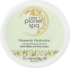 Крем для рук, ступніь і ліктів з олією оливи "Райське зволоження" - Avon Planet SPA Heavenly Hydration Hand Elbow And Foot Cream — фото N1