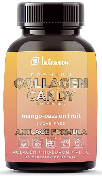 Диетическая добавка "Коллагеновые леденцы со вкусом манго-маракуйя" - Intenson Collagen Candy Suplement Diety Mango-passion Fruit — фото N1