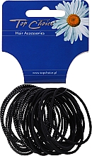 Резинки для волосся тонкі, 24 шт., чорний + сріблястий, 22364 - Top Choice — фото N1