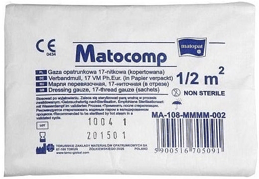 Марля перевязочная нестерильная, 17 нитей, 1/2 м2 - Matopat Matocomp — фото N1