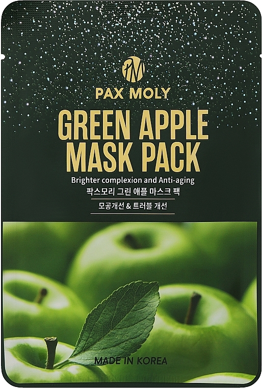 Маска тканевая с зеленым яблоком - Pax Moly Real Green Apple Mask Pack — фото N1