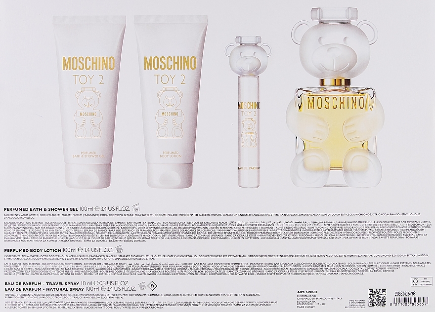 Moschino Toy 2 Set - Набор (edp/100ml + b/lot/100ml + sh/gel/100ml + edp/10ml) — фото N3