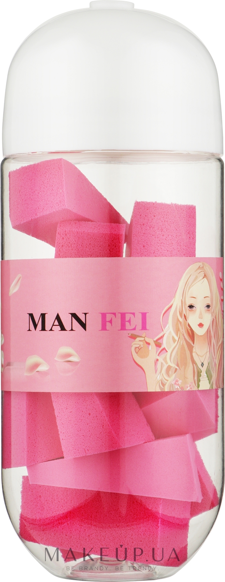 Набір латексних спонжів для макіяжу, в банці, малинові - Man Fei — фото 12шт