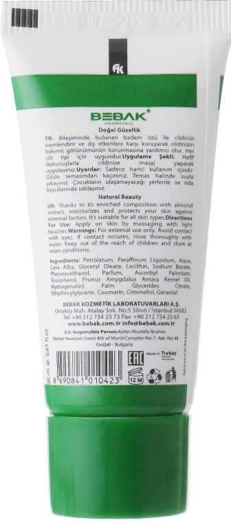 Крем для рук і тіла, з екстрактом мигдалю - Bebak Laboratories Moisturizing Cream With Almond Oil Hand&Body — фото N2