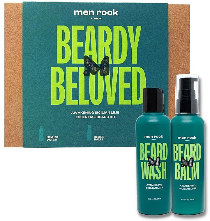 Набор - Men Rock Beardy Beloved Awakening Sicilian Lime Essential Beard Kit (beard/soap/100ml + beard/balm/100ml) — фото N1
