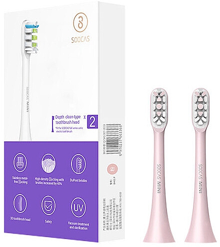 Насадка сменная для зубной щетки, розовая - Xiaomi Soocas X1/X3 Toothbrush Head — фото N2