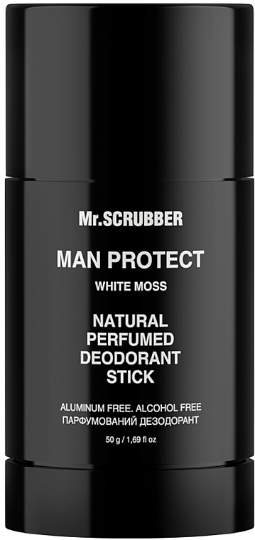 Парфумований дезодорант «Білий мох» - Mr.Scrubber Man Protect White Moss Natural Perfumed Deodorant Stick — фото N1
