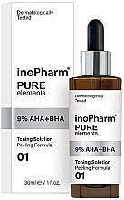 Пілінг відлущувальний для обличчя з 9 % АНА та ВНА кислотами - InoPharm Pure Elements 9% AHA+BHA Peeling — фото N1