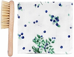 Парфумерія, косметика Набір - LullaLove Blueberry (hair brush + muslin washcloth)