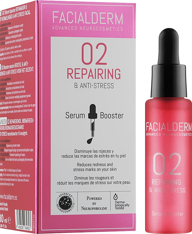 Восстанавливающая и антистрессовая сыворотка-бустер - Facialderm 02 Repairing And Anti-Stress Serum Booster — фото N2