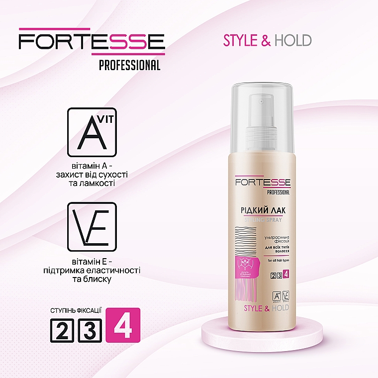 Рідкий лак для волосся, ультрасильна фіксація - Fortesse Professional Style Hairspray Ultra Strong — фото N2