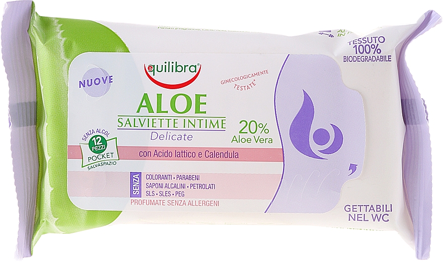 Интимные гигиенические салфетки с алоэ - Equilibra Aloe Intimate Wipes — фото N3