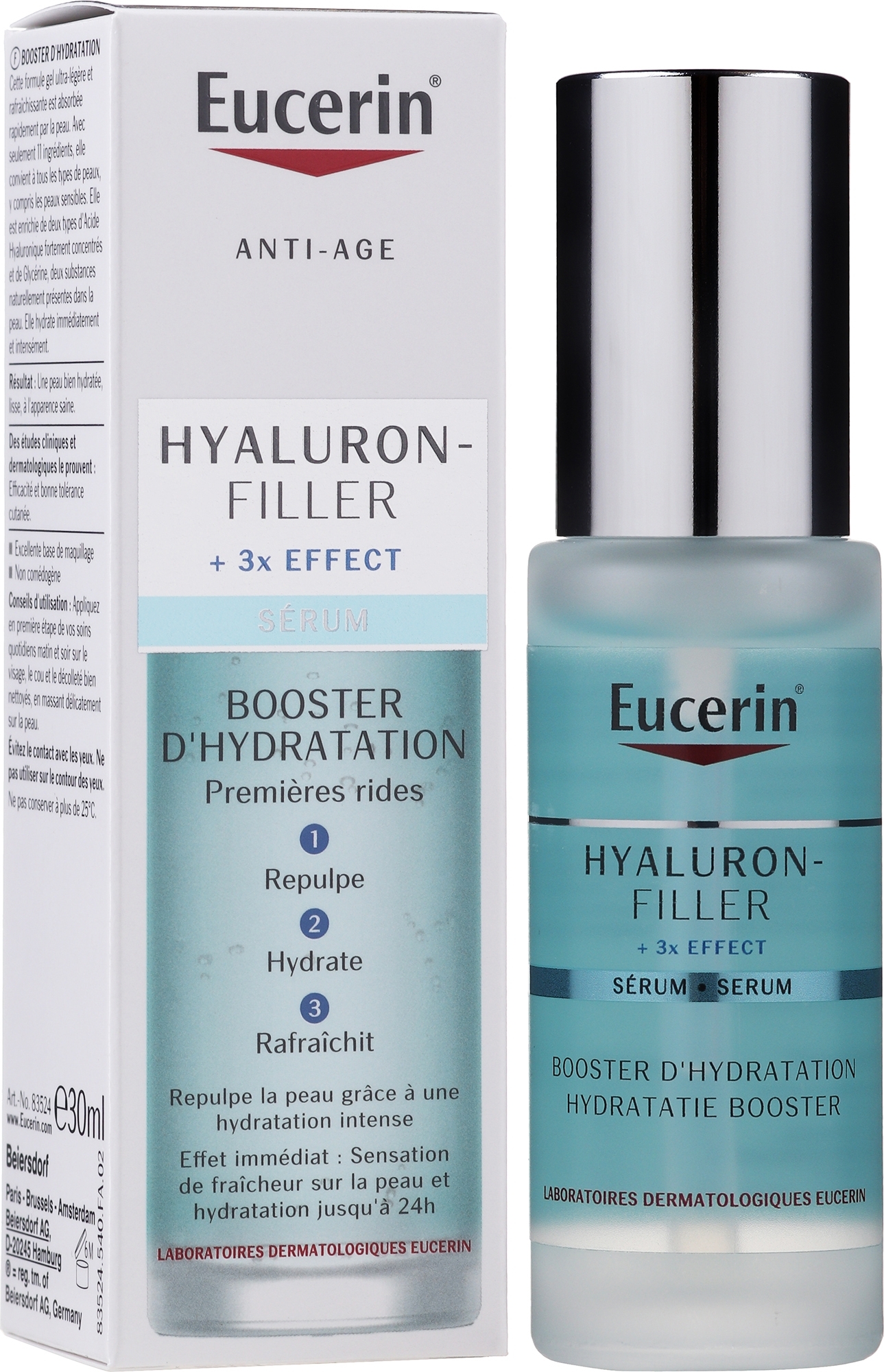 Зволожувальна сироватка для обличчя - Eucerin Hyaluron-Filler + 3x Effect Hydration Booster Serum — фото 30ml