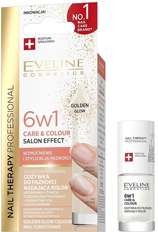 Лак-кондиціонер для нігтів - Eveline Cosmetics Nail Therapy Care&Colour Nail Conditioner 6in1 — фото N1