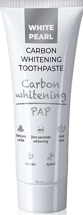 Отбеливающая зубная паста с углем - VitalCare White Pearl PAP Carbon Whitening Toothpaste — фото N1