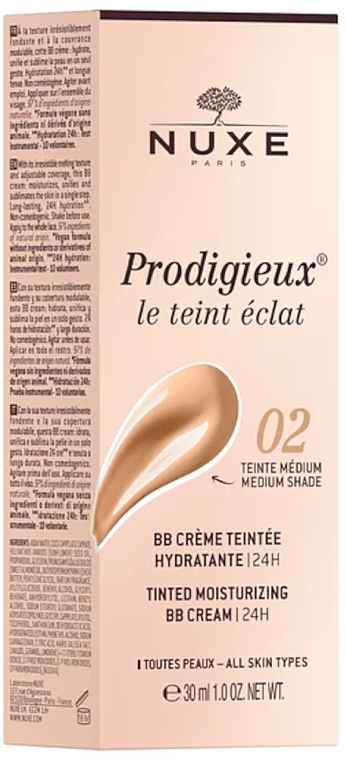 BB-крем - Nuxe Prodigieux Tinted Moisturizing BB Cream 24H — фото N2