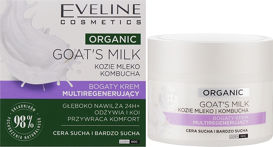 Мультирегенерувальний крем для сухої шкіри - Eveline Cosmetics Organic Goat`s Milk Rich Cream — фото N2