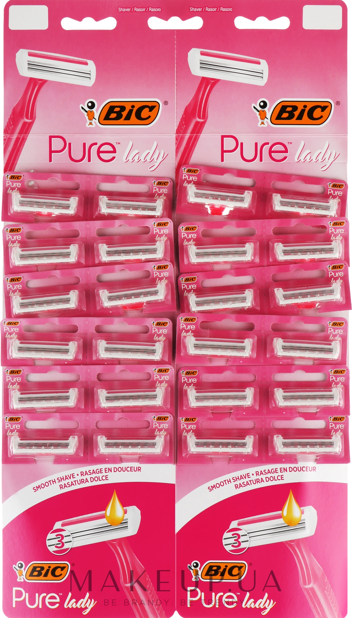 Жіночий станок "Pure 3 Lady", рожевий, 24 шт. - Bic — фото 24шт