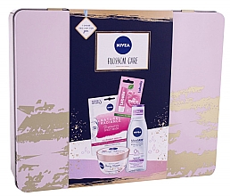 Парфумерія, косметика Набір - NIVEA Blossom Care Tin Body Set (mic/water/200ml + lip/balm/4.8ml + mask/1pcs + b/suffle/200ml)