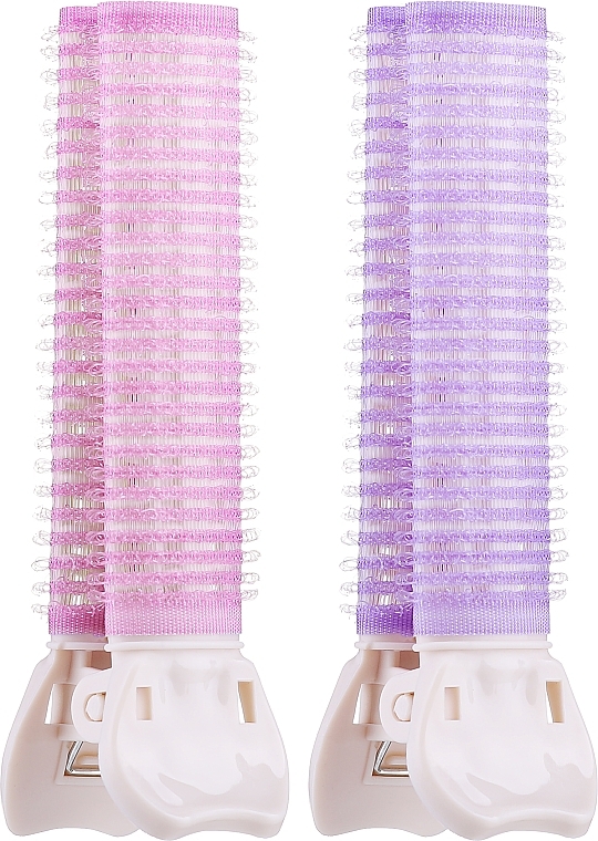 Бигуди для волос, двойные с зажимом, розовые + фиолетовые - Top Choice — фото N1