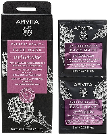 Маска для обличчя освітлювальна з артишоком - Apivita Express Beauty Aha & Pha Face Mask Artichoke Brightening & Smoothing (міні) — фото N1