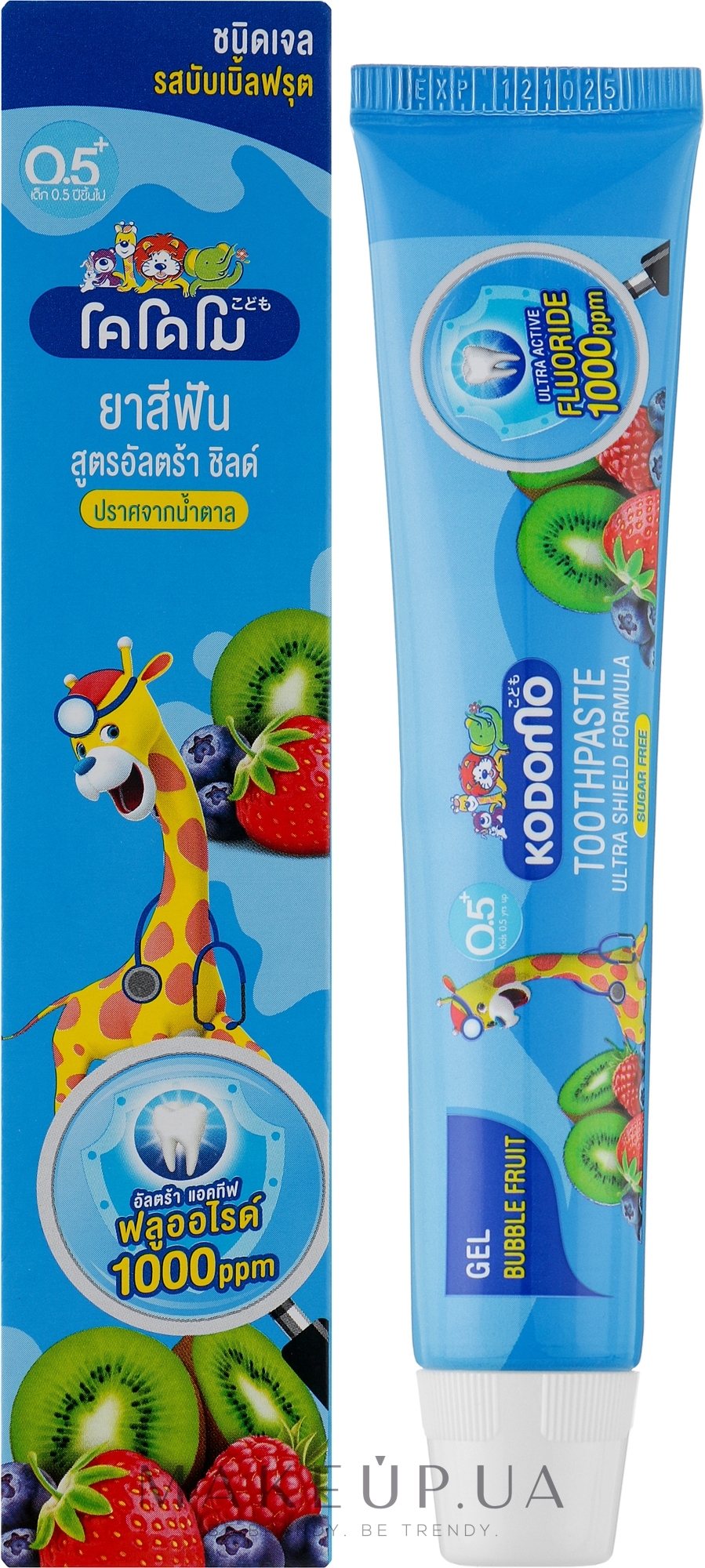 Детская гелевая зубная паста со вкусом мультифрукта - Lion Kodomo Toothpaste Gel Bubble Fruit — фото 40g