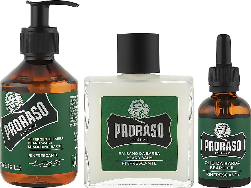 Набор для бороды - Proraso Refreshing Gift Set (beard wash/200ml + beard balm/100ml + beard oil/30ml) — фото N2