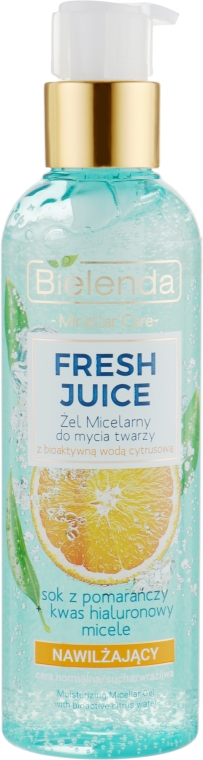 Мицеллярный гель увлажняющий "Апельсин" для умывания - Bielenda Fresh Juice Micellar Gel Orange — фото N1